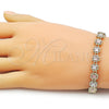 Oro Laminado Solid Bracelet, Gold Filled Style Four-leaf Clover Design, Diamond Cutting Finish, Tricolor, 03.196.0029.07 (Thickness, 8 Inches Length)