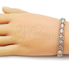 Oro Laminado Solid Bracelet, Gold Filled Style Star Design, Diamond Cutting Finish, Tricolor, 03.196.0033.07 (08 MM Thickness, 8 Inches Length)