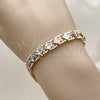 Oro Laminado Solid Bracelet, Gold Filled Style Star Design, Diamond Cutting Finish, Tricolor, 03.196.0033.07 (08 MM Thickness, 8 Inches Length)