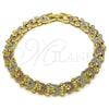 Oro Laminado Solid Bracelet, Gold Filled Style Heart Design, Diamond Cutting Finish, Tricolor, 03.196.0034.07 (08 MM Thickness, 8 Inches Length)