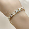 Oro Laminado Solid Bracelet, Gold Filled Style Diamond Cutting Finish, Tricolor, 03.196.0036.07 (Thickness, 7 Inches Length)