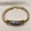 Oro Laminado Fancy Bracelet, Gold Filled Style Polished, Tricolor, 03.196.0041.08 (Thickness, 8 Inches Length)