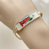 Oro Laminado Fancy Bracelet, Gold Filled Style Guadalupe Design, Polished, Tricolor, 03.196.0041.1.08