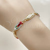 Oro Laminado Fancy Bracelet, Gold Filled Style Guadalupe Design, Polished, Tricolor, 03.196.0042.07