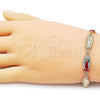 Oro Laminado Fancy Bracelet, Gold Filled Style Guadalupe Design, Polished, Tricolor, 03.196.0042.07 (Thickness, 7 Inches Length)