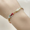 Oro Laminado Fancy Bracelet, Gold Filled Style Guadalupe Design, Polished, Tricolor, 03.196.0042.07 (Thickness, 7 Inches Length)