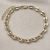 Oro Laminado Fancy Anklet, Gold Filled Style Puff Mariner Design, Polished, Golden Finish, 03.213.0412.10