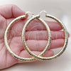Oro Laminado Extra Large Hoop, Gold Filled Style Hollow Design, Diamond Cutting Finish, Golden Finish, 02.213.0889.70