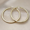 Oro Laminado Extra Large Hoop, Gold Filled Style Hollow Design, Diamond Cutting Finish, Golden Finish, 02.213.0889.70