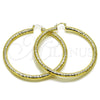 Oro Laminado Extra Large Hoop, Gold Filled Style Hollow Design, Diamond Cutting Finish, Golden Finish, 02.213.0889.70