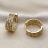 Oro Laminado Huggie Hoop, Gold Filled Style with White Cubic Zirconia, Polished, Golden Finish, 02.283.0375.20