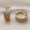 Oro Laminado Huggie Hoop, Gold Filled Style Teardrop Design, with White Cubic Zirconia, Polished, Golden Finish, 02.283.0376.20