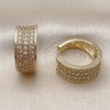 Oro Laminado Huggie Hoop, Gold Filled Style Teardrop Design, with White Cubic Zirconia, Polished, Golden Finish, 02.283.0376.20