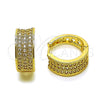 Oro Laminado Huggie Hoop, Gold Filled Style Teardrop Design, with White Cubic Zirconia, Polished, Golden Finish, 02.283.0376.20