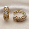 Oro Laminado Huggie Hoop, Gold Filled Style Heart Design, with White Cubic Zirconia, Polished, Golden Finish, 02.283.0377.25