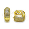 Oro Laminado Huggie Hoop, Gold Filled Style with White Cubic Zirconia, Polished, Golden Finish, 02.283.0378.18