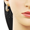 Oro Laminado Small Hoop, Gold Filled Style with White Cubic Zirconia, Polished, Golden Finish, 02.283.0380.22