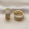 Oro Laminado Huggie Hoop, Gold Filled Style with White Cubic Zirconia, Polished, Golden Finish, 02.283.0384.16