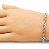 Oro Laminado Fancy Bracelet, Gold Filled Style Infinite Design, with White Cubic Zirconia, Polished, Golden Finish, 03.266.0059.07 (Thickness, 8 Inches Length)