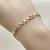 Oro Laminado Fancy Bracelet, Gold Filled Style Infinite Design, with White Cubic Zirconia, Polished, Golden Finish, 03.266.0059.07 (Thickness, 8 Inches Length)