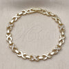 Oro Laminado Fancy Bracelet, Gold Filled Style Infinite Design, with White Cubic Zirconia, Polished, Golden Finish, 03.266.0059.07 (Thickness, 8 Inches Length)