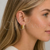 Oro Laminado Huggie Hoop, Gold Filled Style Baguette Design, with White Cubic Zirconia, Polished, Golden Finish, 02.237.0054.20