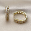 Oro Laminado Huggie Hoop, Gold Filled Style Baguette Design, with White Cubic Zirconia, Polished, Golden Finish, 02.237.0054.20