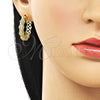 Oro Laminado Huggie Hoop, Gold Filled Style Twist Design, with White Micro Pave, Polished, Golden Finish, 02.195.0162.25
