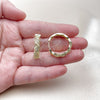 Oro Laminado Huggie Hoop, Gold Filled Style Twist Design, with White Micro Pave, Polished, Golden Finish, 02.195.0162.25