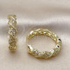 Oro Laminado Huggie Hoop, Gold Filled Style Twist Design, with White Micro Pave, Polished, Golden Finish, 02.195.0162.25