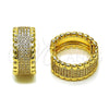 Oro Laminado Huggie Hoop, Gold Filled Style with White Micro Pave, Polished, Golden Finish, 02.283.0388.20