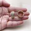 Oro Laminado Huggie Hoop, Gold Filled Style with White Micro Pave, Polished, Golden Finish, 02.283.0388.20