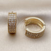 Oro Laminado Huggie Hoop, Gold Filled Style with White Cubic Zirconia, Polished, Golden Finish, 02.283.0251.1.20