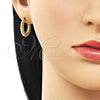 Oro Laminado Huggie Hoop, Gold Filled Style Twist Design, Polished, Golden Finish, 02.213.0891.20