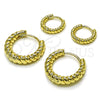 Oro Laminado Huggie Hoop, Gold Filled Style Twist Design, Polished, Golden Finish, 02.213.0891.20