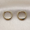 Oro Laminado Huggie Hoop, Gold Filled Style Ball Design, Polished, Golden Finish, 02.213.0893.14