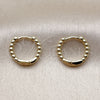 Oro Laminado Huggie Hoop, Gold Filled Style Ball Design, Polished, Golden Finish, 02.213.0893.14