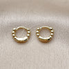 Oro Laminado Huggie Hoop, Gold Filled Style Ball Design, Polished, Golden Finish, 02.213.0893.10