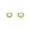 Oro Laminado Huggie Hoop, Gold Filled Style Ball Design, Polished, Golden Finish, 02.213.0893.10
