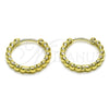 Oro Laminado Huggie Hoop, Gold Filled Style Ball Design, Polished, Golden Finish, 02.213.0894.20