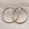 Oro Laminado Large Hoop, Gold Filled Style Hollow Design, Diamond Cutting Finish, Tricolor, 02.213.0243.50