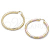 Oro Laminado Large Hoop, Gold Filled Style Hollow Design, Diamond Cutting Finish, Golden Finish, 02.213.0755.60