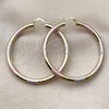 Oro Laminado Large Hoop, Gold Filled Style Hollow Design, Diamond Cutting Finish, Tricolor, 02.213.0755.1.60