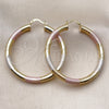 Oro Laminado Large Hoop, Gold Filled Style Hollow Design, Diamond Cutting Finish, Tricolor, 02.170.0309.1.50
