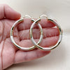Oro Laminado Large Hoop, Gold Filled Style Hollow Design, Diamond Cutting Finish, Tricolor, 02.170.0309.1.50
