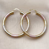 Oro Laminado Large Hoop, Gold Filled Style Hollow Design, Diamond Cutting Finish, Tricolor, 02.170.0309.1.50