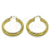 Oro Laminado Medium Hoop, Gold Filled Style Hollow Design, Diamond Cutting Finish, Golden Finish, 02.213.0311.40
