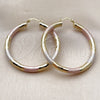 Oro Laminado Large Hoop, Gold Filled Style Hollow Design, Diamond Cutting Finish, Tricolor, 02.213.0310.1.50