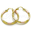 Oro Laminado Large Hoop, Gold Filled Style Hollow Design, Diamond Cutting Finish, Tricolor, 02.213.0310.1.50