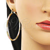 Oro Laminado Large Hoop, Gold Filled Style Hollow Design, Diamond Cutting Finish, Tricolor, 02.213.0154.1.60